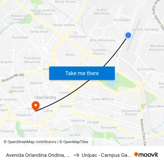 Avenida Orlandina Ondina, 110 to Unipac - Campus Gama map