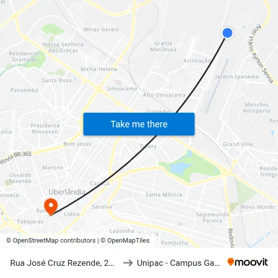 Rua José Cruz Rezende, 2150 to Unipac - Campus Gama map