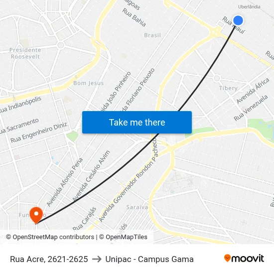 Rua Acre, 2621-2625 to Unipac - Campus Gama map
