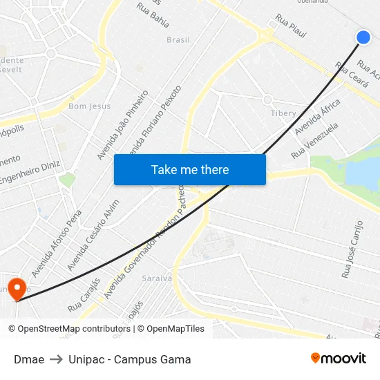Dmae to Unipac - Campus Gama map