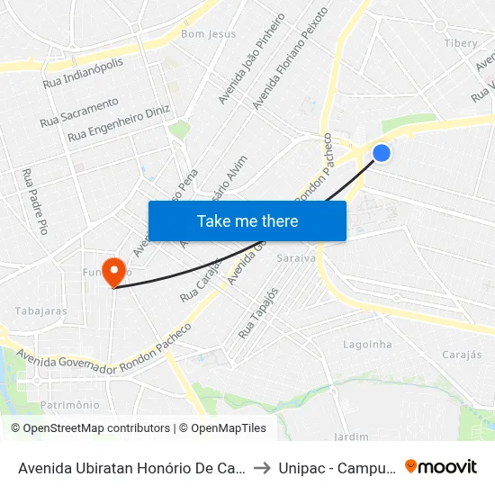Avenida Ubiratan Honório De Castro, 801-809 to Unipac - Campus Gama map
