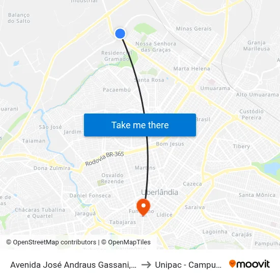 Avenida José Andraus Gassani, 4392-4430 to Unipac - Campus Gama map