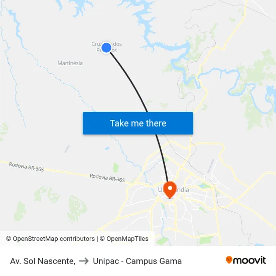 Av. Sol Nascente, to Unipac - Campus Gama map
