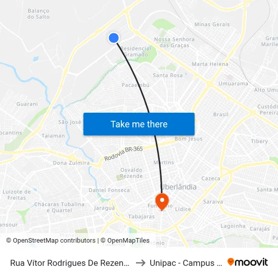 Rua Vítor Rodrigues De Rezende, 1-409 to Unipac - Campus Gama map