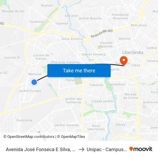 Avenida José Fonseca E Sílva, 3970-4038 to Unipac - Campus Gama map