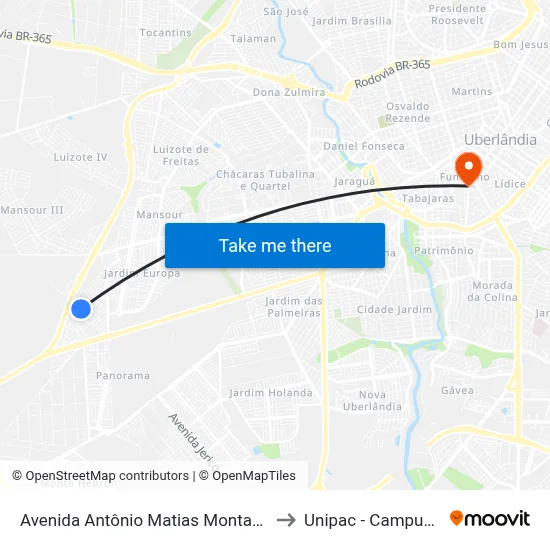 Avenida Antônio Matias Montana, 475-593 to Unipac - Campus Gama map