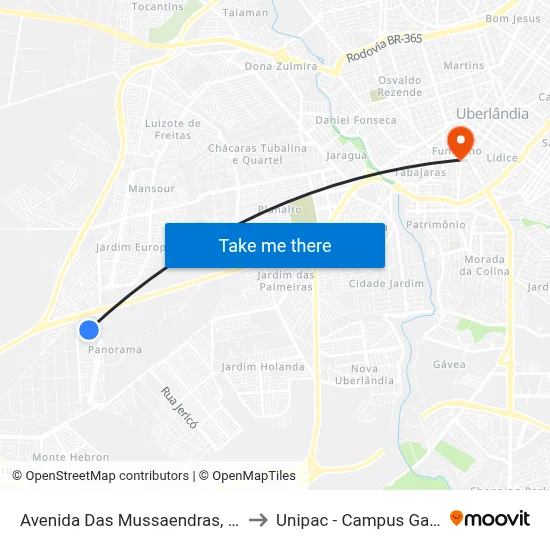 Avenida Das Mussaendras, 220 to Unipac - Campus Gama map