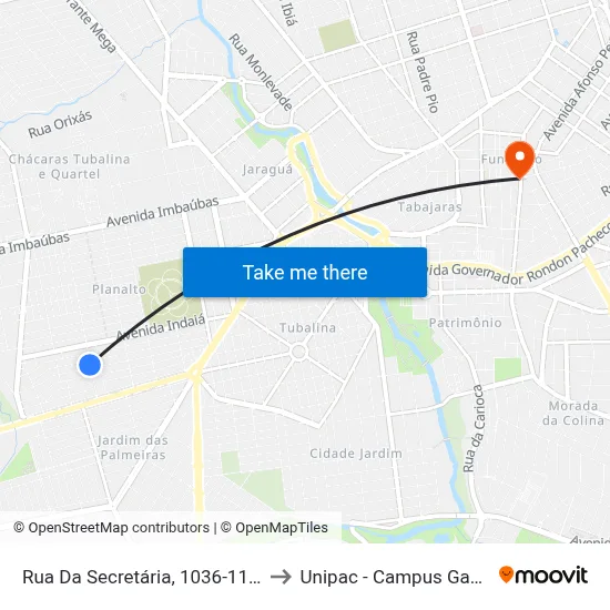 Rua Da Secretária, 1036-1100 to Unipac - Campus Gama map