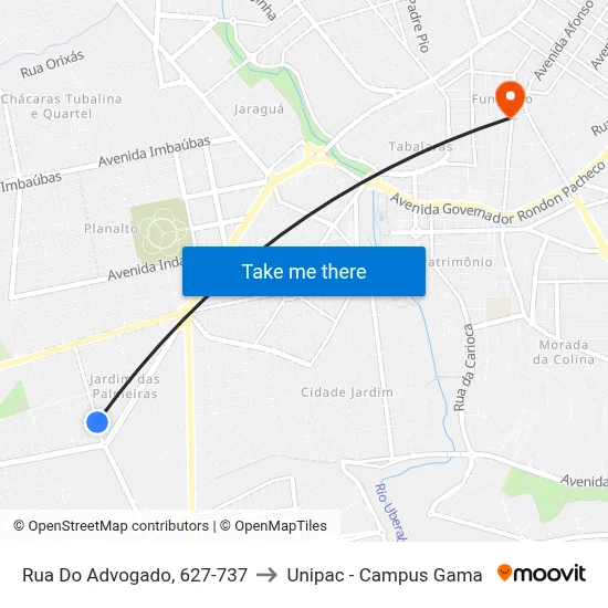 Rua Do Advogado, 627-737 to Unipac - Campus Gama map