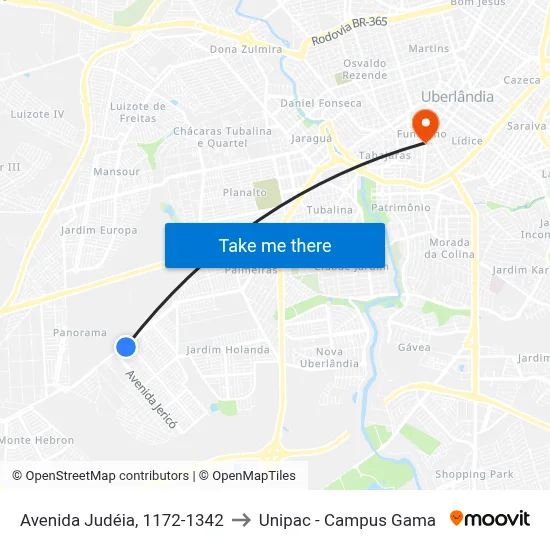 Avenida Judéia, 1172-1342 to Unipac - Campus Gama map