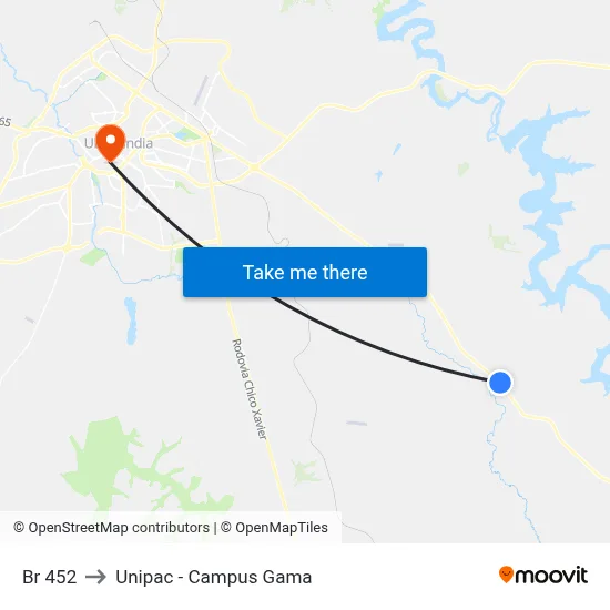 Br 452 to Unipac - Campus Gama map