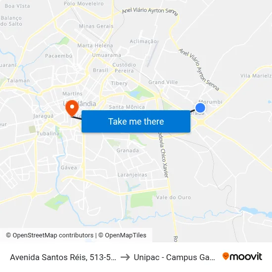 Avenida Santos Réis, 513-569 to Unipac - Campus Gama map