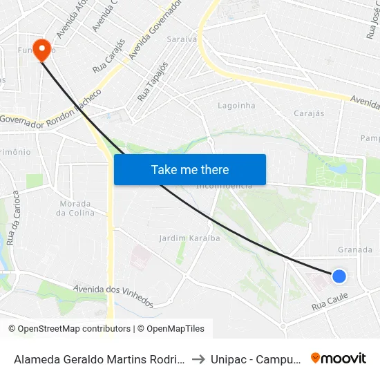 Alameda Geraldo Martins Rodrigues, 1-291 to Unipac - Campus Gama map