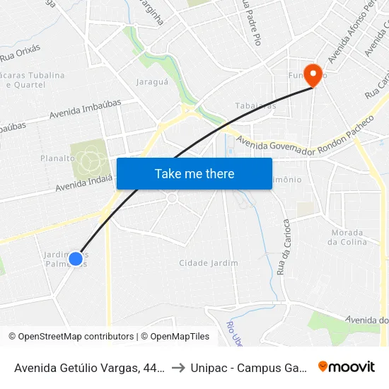 Avenida Getúlio Vargas, 4490 to Unipac - Campus Gama map