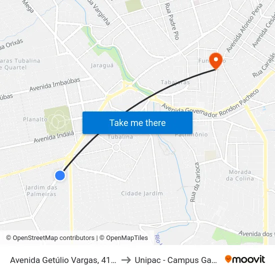Avenida Getúlio Vargas, 4191 to Unipac - Campus Gama map