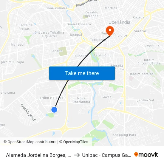 Alameda Jordelina Borges, 265 to Unipac - Campus Gama map