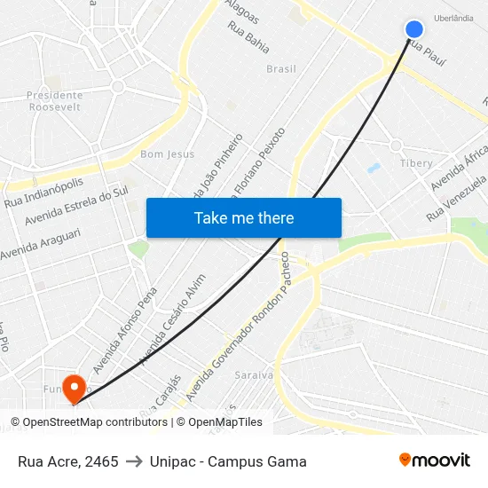 Rua Acre, 2465 to Unipac - Campus Gama map