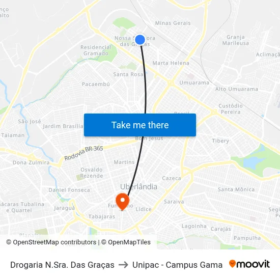 Drogaria N.Sra. Das Graças to Unipac - Campus Gama map