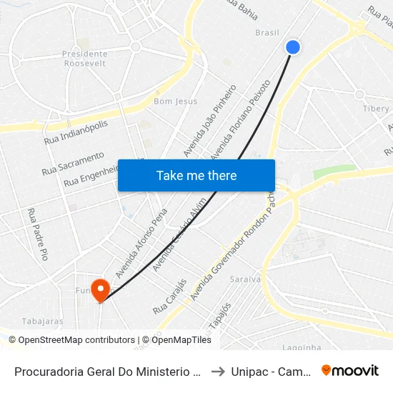 Procuradoria Geral Do Ministerio Publico Do Trabalho to Unipac - Campus Gama map