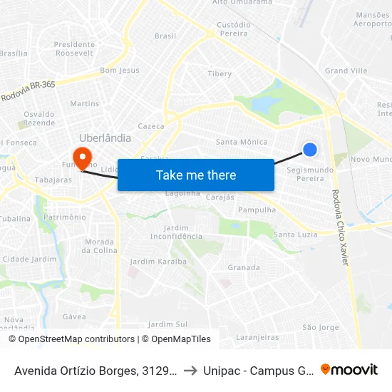 Avenida Ortízio Borges, 3129-3183 to Unipac - Campus Gama map