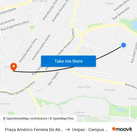 Praça Américo Ferreira De Abreu, 32 to Unipac - Campus Gama map