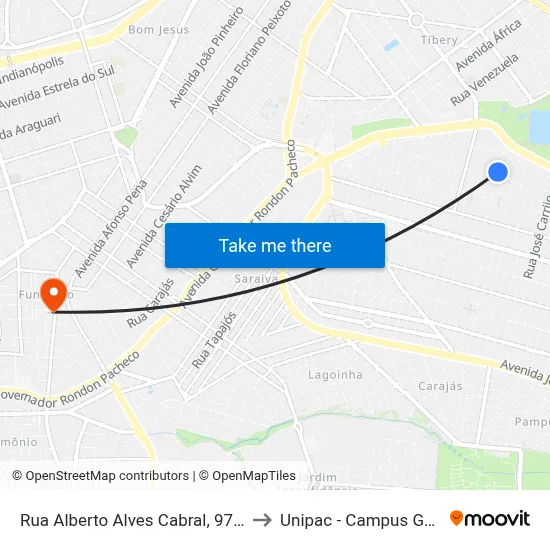 Rua Alberto Alves Cabral, 97-319 to Unipac - Campus Gama map