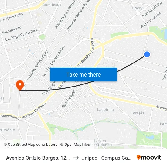 Avenida Ortízio Borges, 1245 to Unipac - Campus Gama map