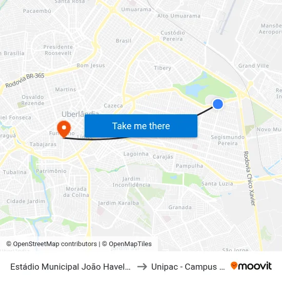 Estádio Municipal João Havelange P-9 to Unipac - Campus Gama map