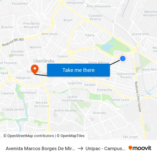 Avenida Marcos Borges De Miranda, 276 to Unipac - Campus Gama map