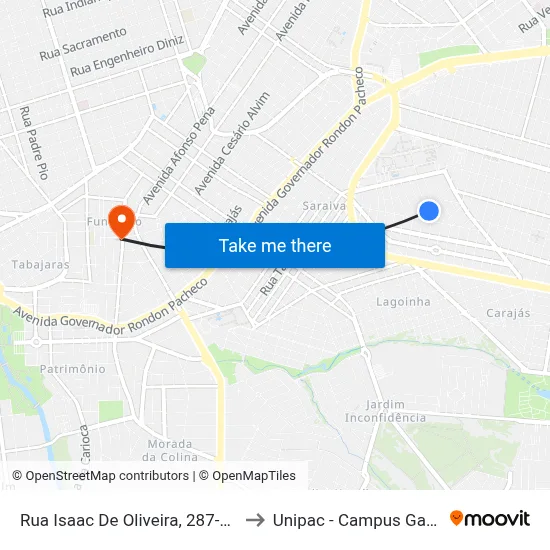 Rua Isaac De Oliveira, 287-367 to Unipac - Campus Gama map