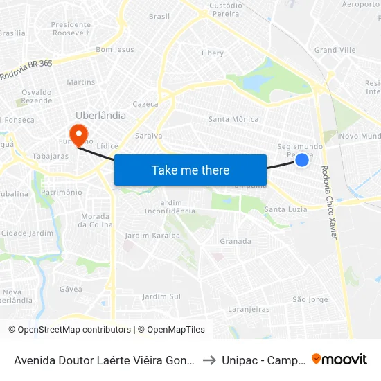Avenida Doutor Laérte Viêira Gonçalves, 2287-2469 to Unipac - Campus Gama map