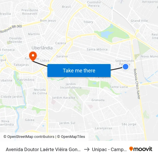 Avenida Doutor Laérte Viêira Gonçalves, 2288-2470 to Unipac - Campus Gama map