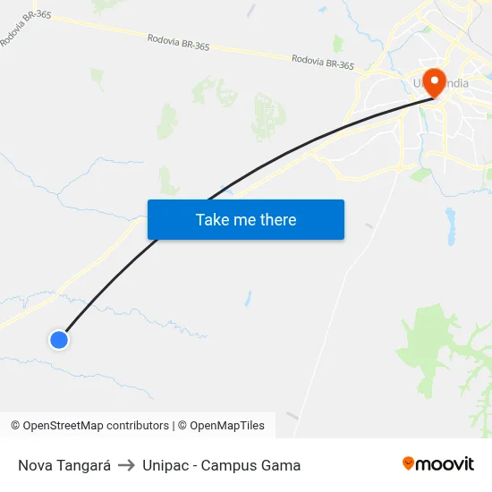 Nova Tangará to Unipac - Campus Gama map