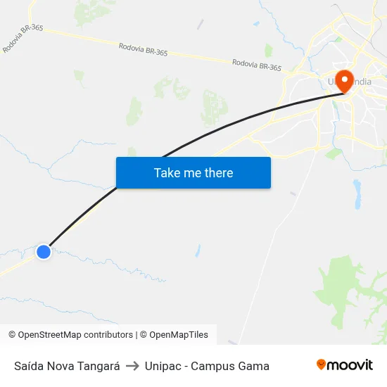 Saída Nova Tangará to Unipac - Campus Gama map
