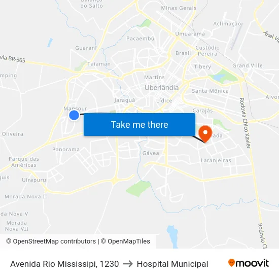 Avenida Rio Mississipi, 1230 to Hospital Municipal map