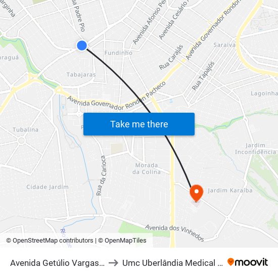 Avenida Getúlio Vargas, 1346 to Umc Uberlândia Medical Center map