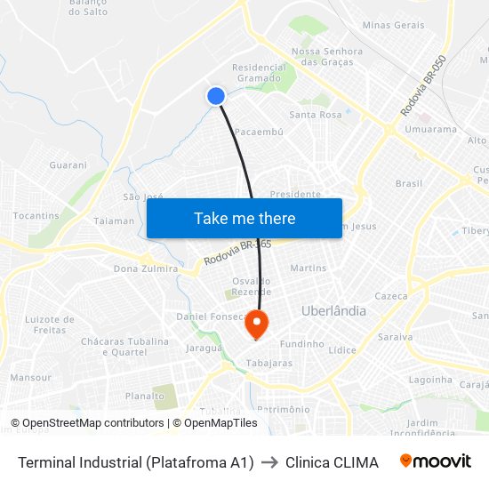 Terminal Industrial (Platafroma A1) to Clinica CLIMA map