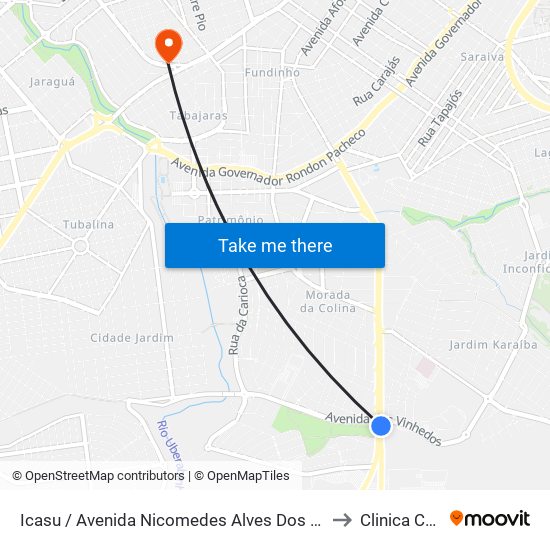 Icasu / Avenida Nicomedes Alves Dos Santos, 3900 to Clinica CLIMA map