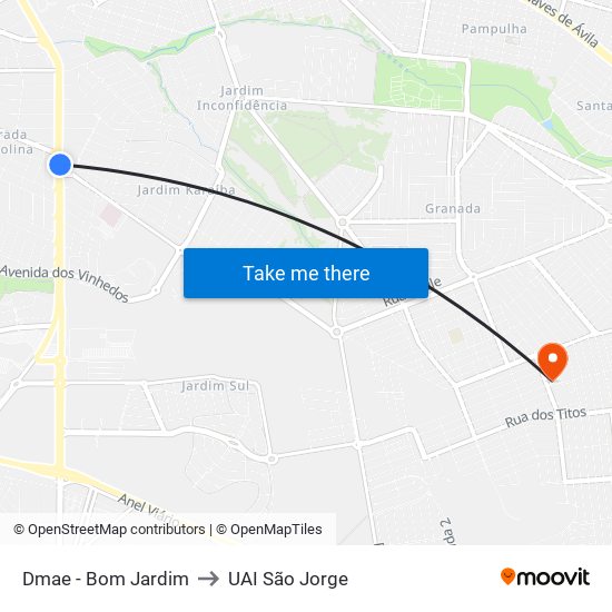 Dmae -  Bom Jardim to UAI São Jorge map