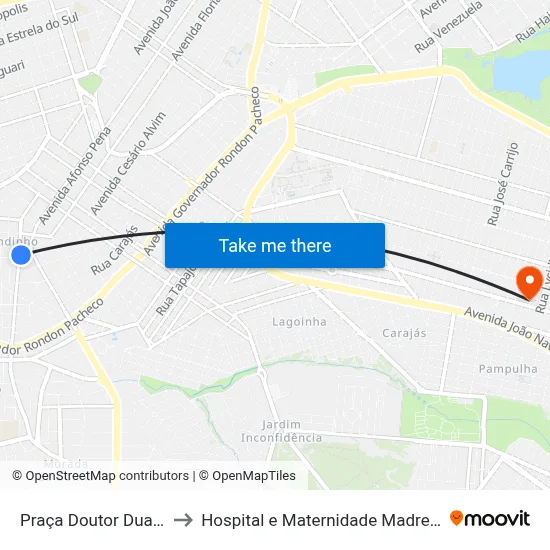 Praça Doutor Duarte to Hospital e Maternidade Madrecor map