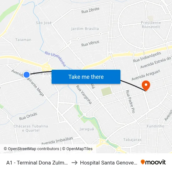 A1 - Terminal Dona Zulmira to Hospital Santa Genoveva map
