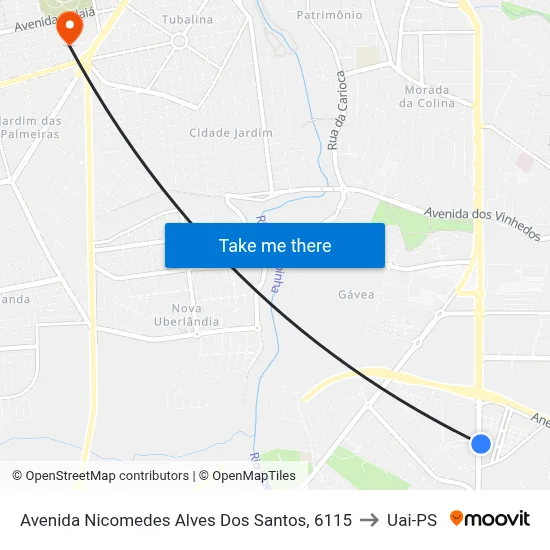 Avenida Nicomedes Alves Dos Santos, 6115 to Uai-PS map