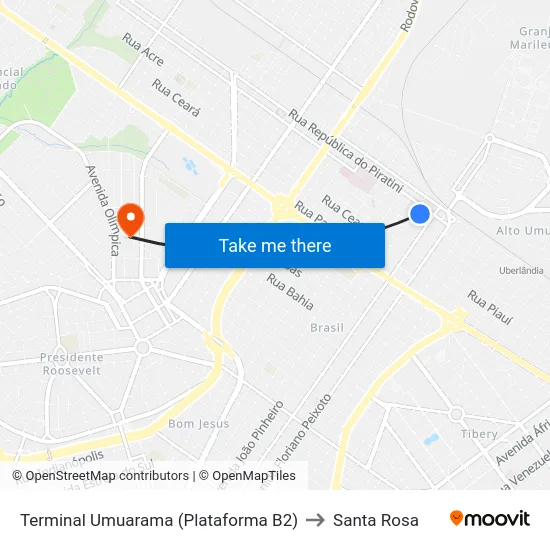 Terminal Umuarama (Plataforma B2) to Santa Rosa map