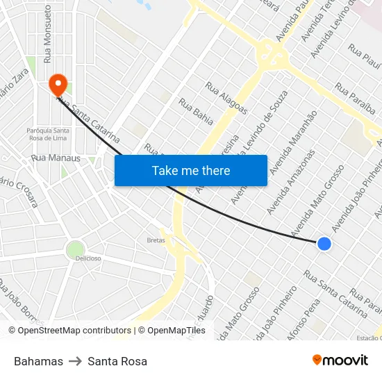 Bahamas to Santa Rosa map