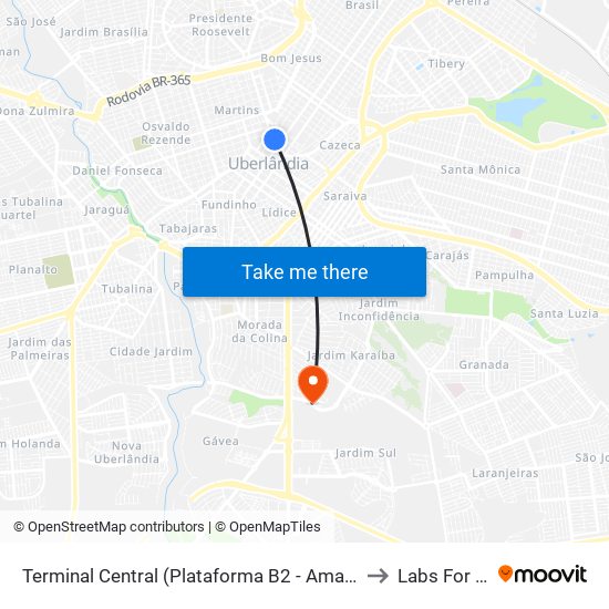 Terminal Central (Plataforma B2 - Amarelo) to Labs For Fit map