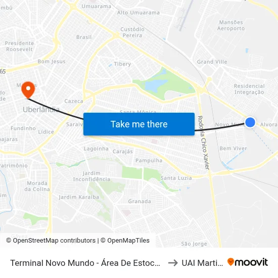 Terminal Novo Mundo - Área De Estocagem to UAI Martins map