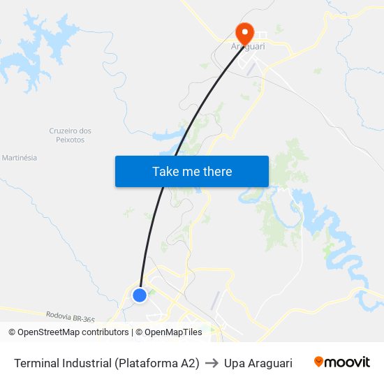 Terminal Industrial (Plataforma A2) to Upa Araguari map