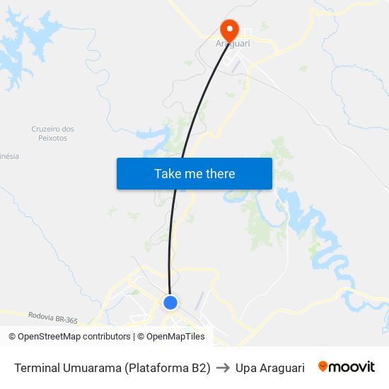 Terminal Umuarama (Plataforma B2) to Upa Araguari map