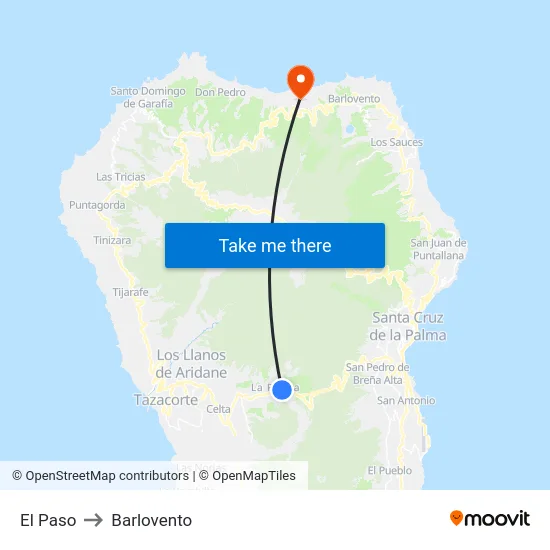 El Paso to Barlovento map