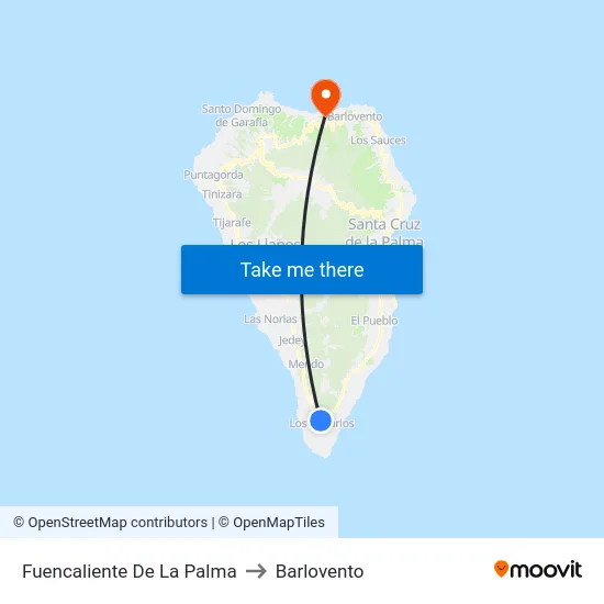 Fuencaliente De La Palma to Barlovento map